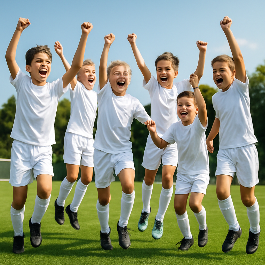 Young Cantera Academy players celebrating together
