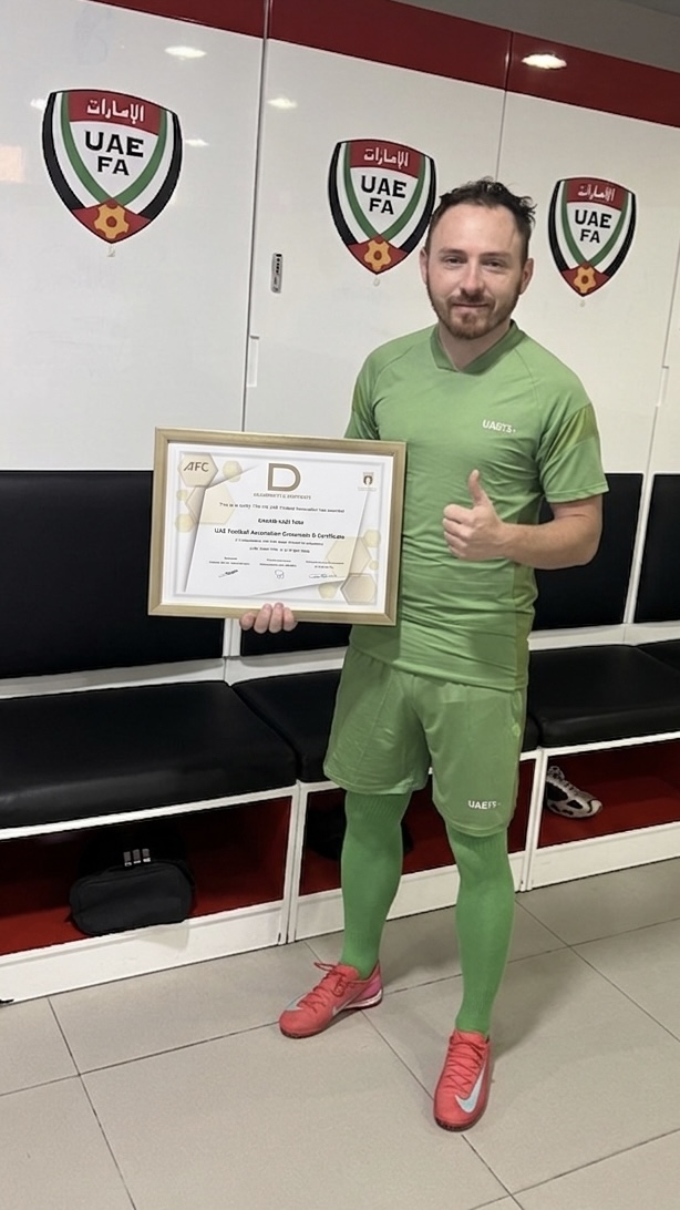 Cantera Academy coach holding a Football Association Grassroots coaching certificate